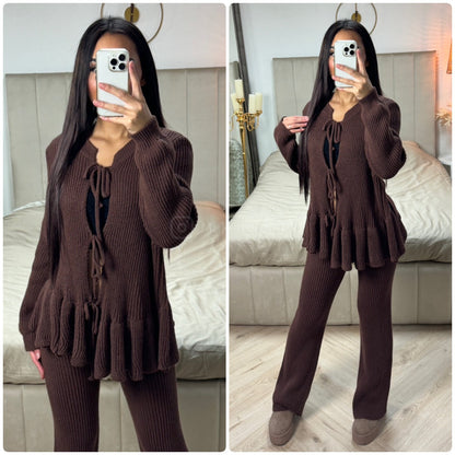 Ruffle Detail 3 Ties Knitwear Set