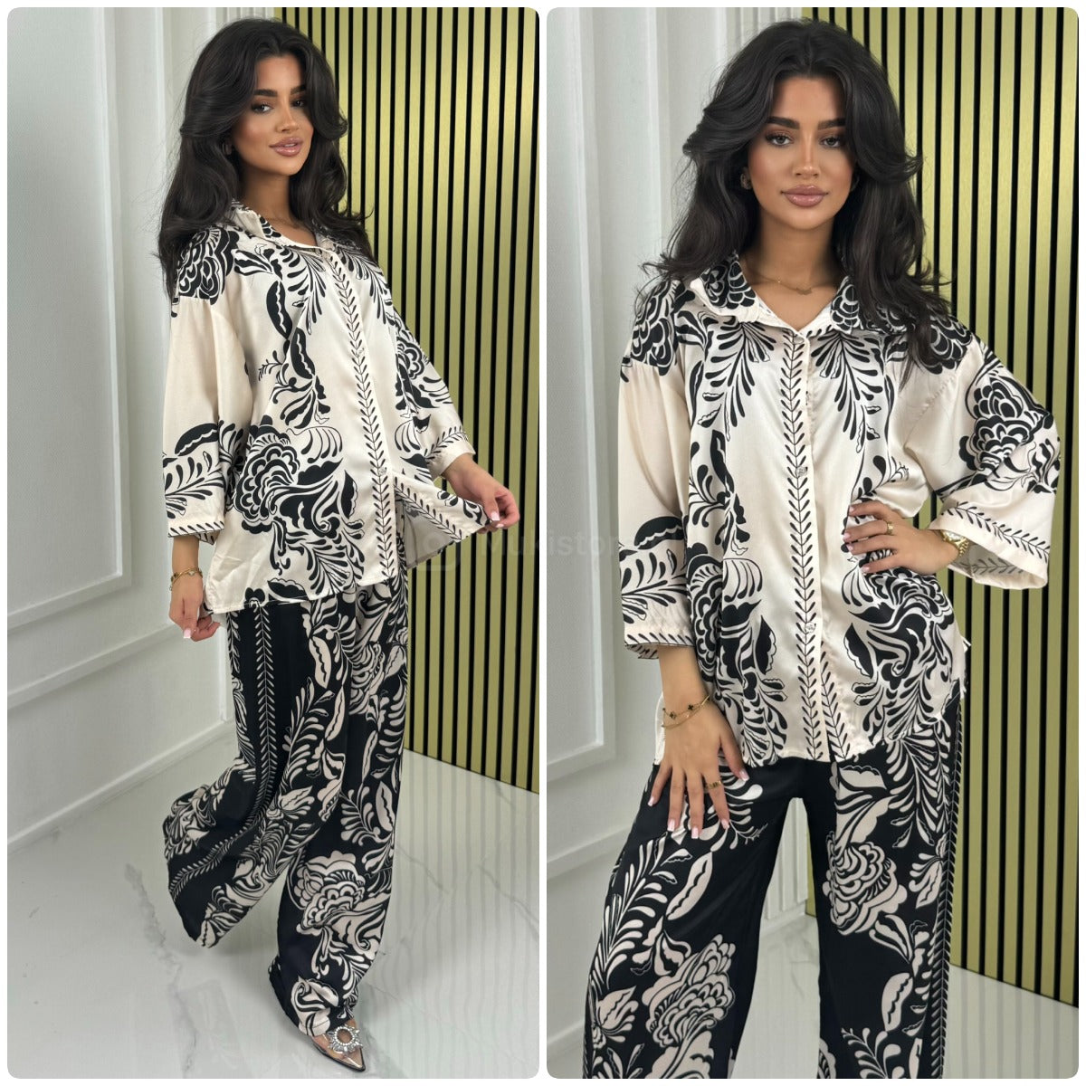 Satin Blouse Print Summer Set