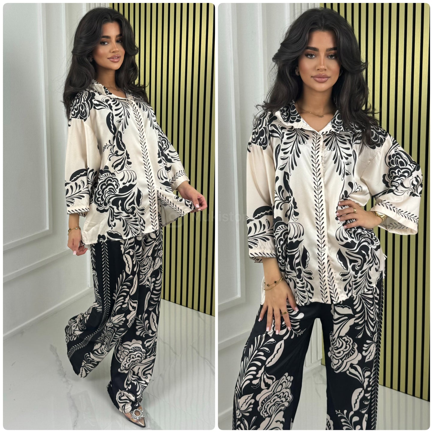 Satin Blouse Print Summer Set