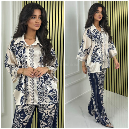 Satin Blouse Print Summer Set