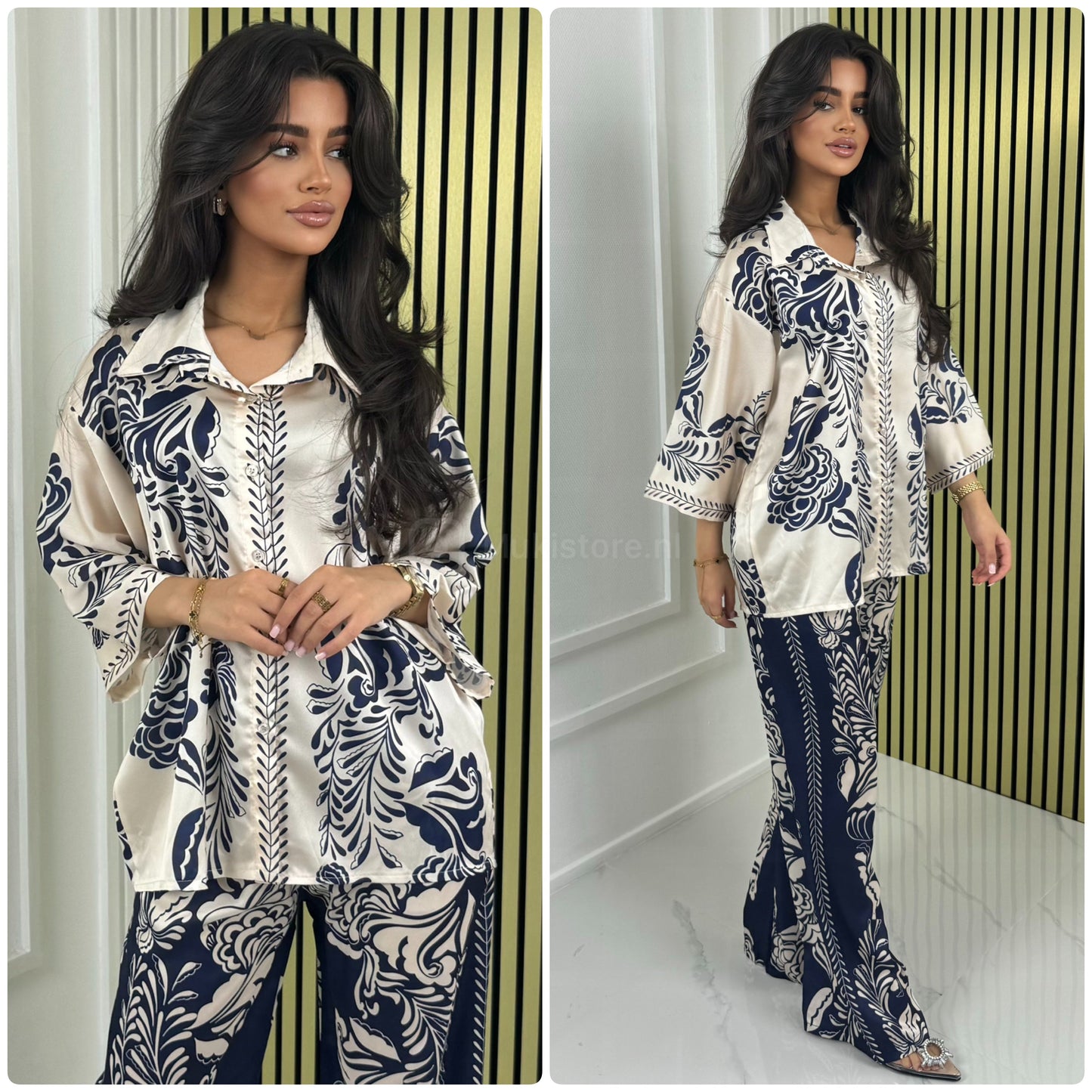 Satin Blouse Print Summer Set