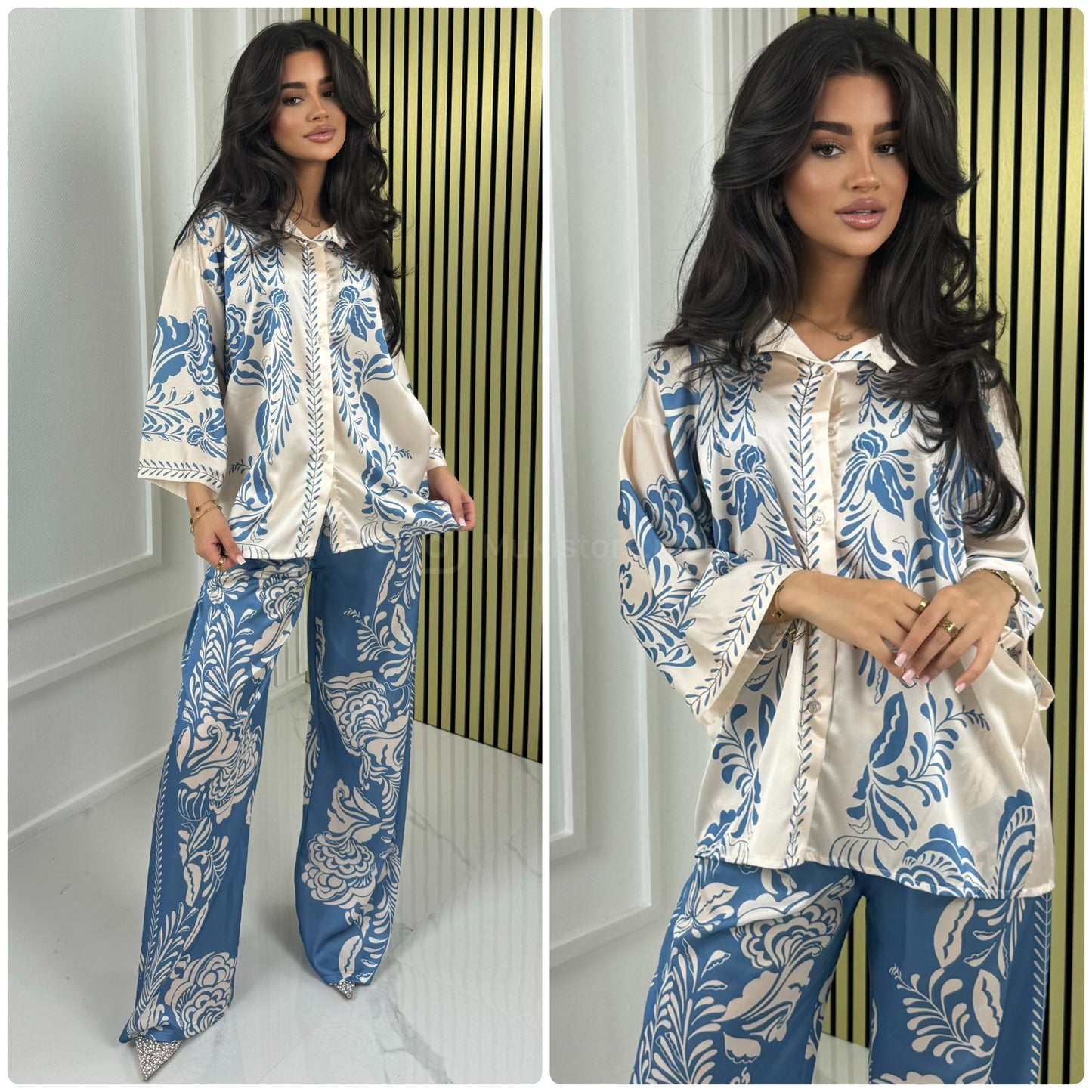 Satin Blouse Print Summer Set