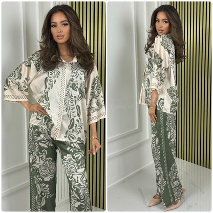 Satin Blouse Print Summer Set