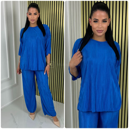 T-shirt Wide Leg Set Shiny Ribbed