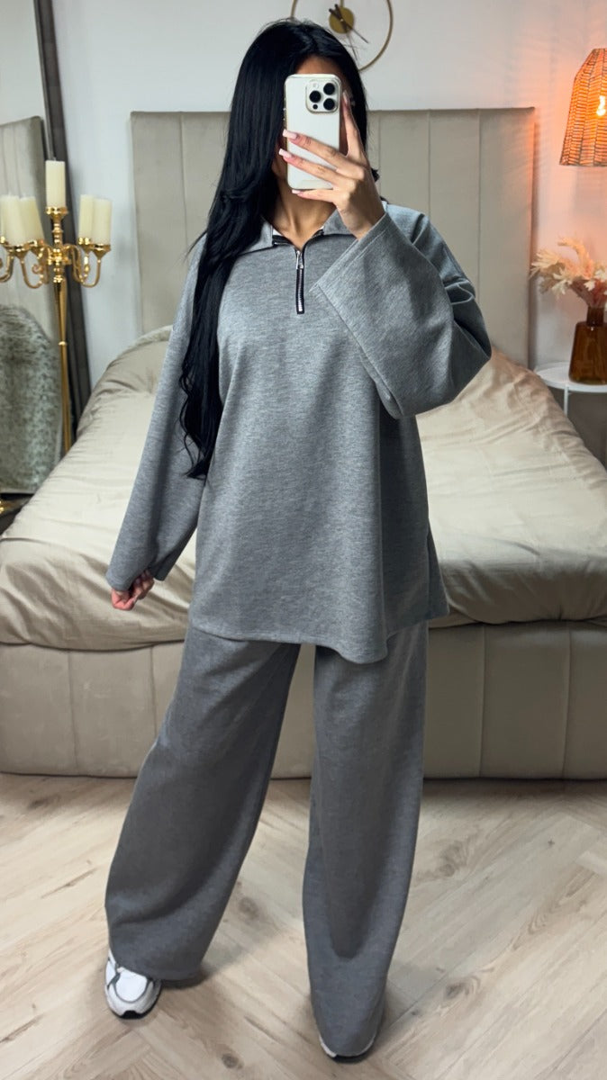 Soft Essential Zipper Set Wide Legs