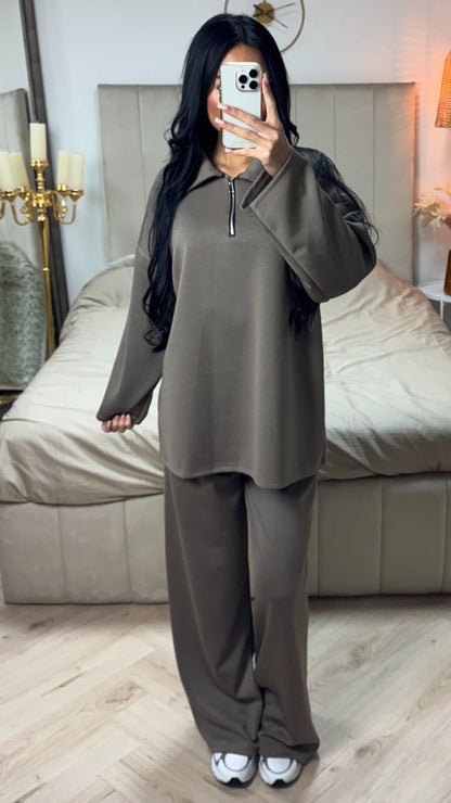 Soft Essential Zipper Set Wide Legs