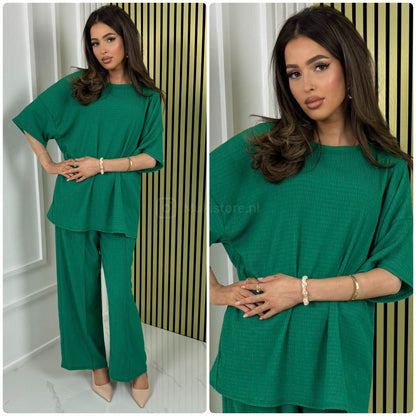 T-shirt Wide Leg Set Cheesecloth