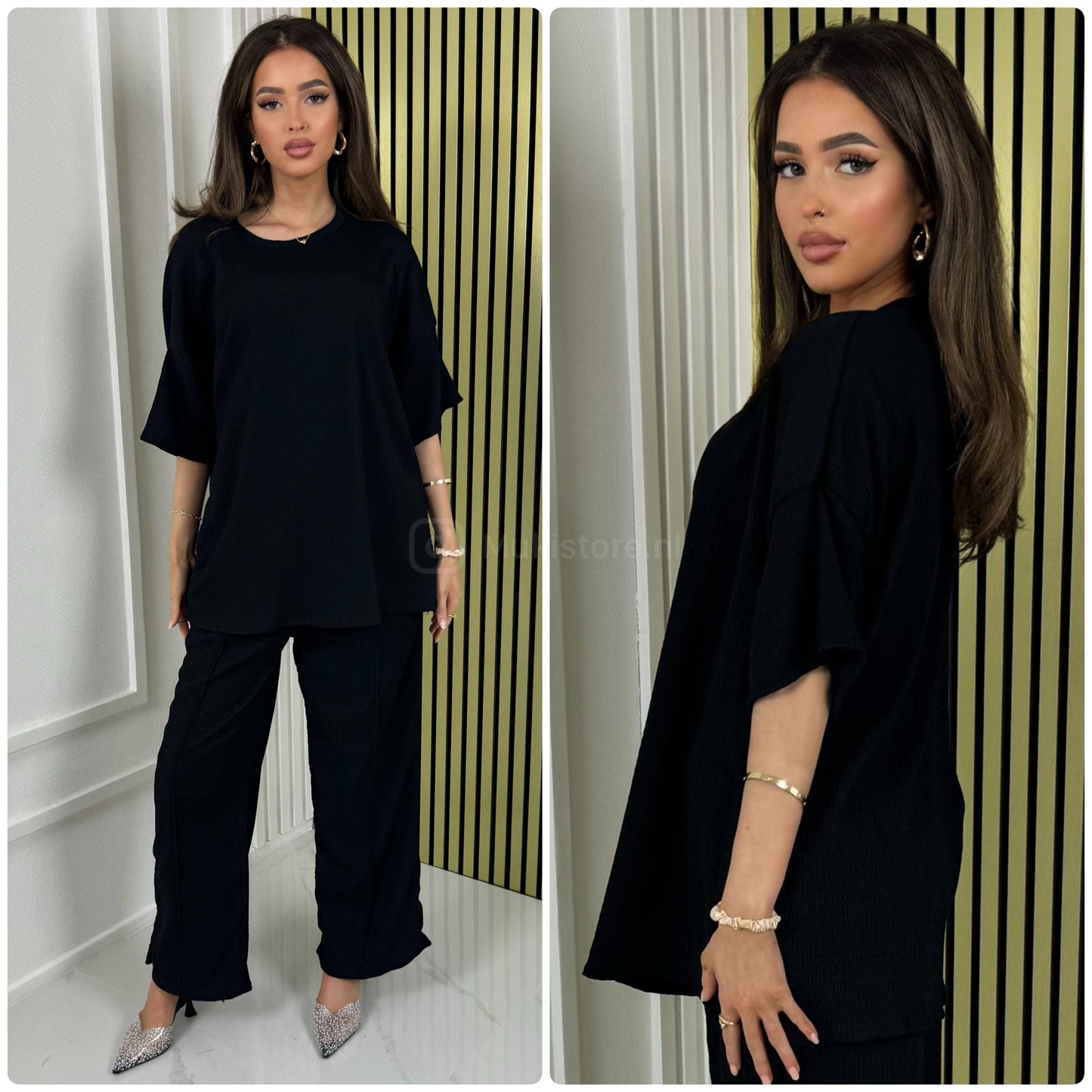 T-shirt Wide Leg Set Cheesecloth