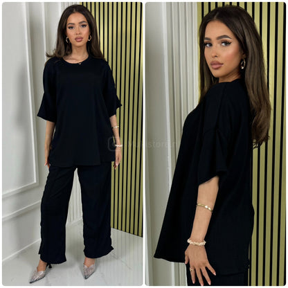 T-shirt Wide Leg Set Cheesecloth