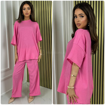 T-shirt Wide Leg Set Cheesecloth