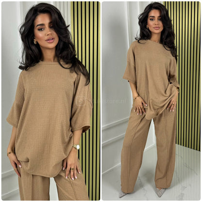 T-shirt Wide Leg Set Cheesecloth