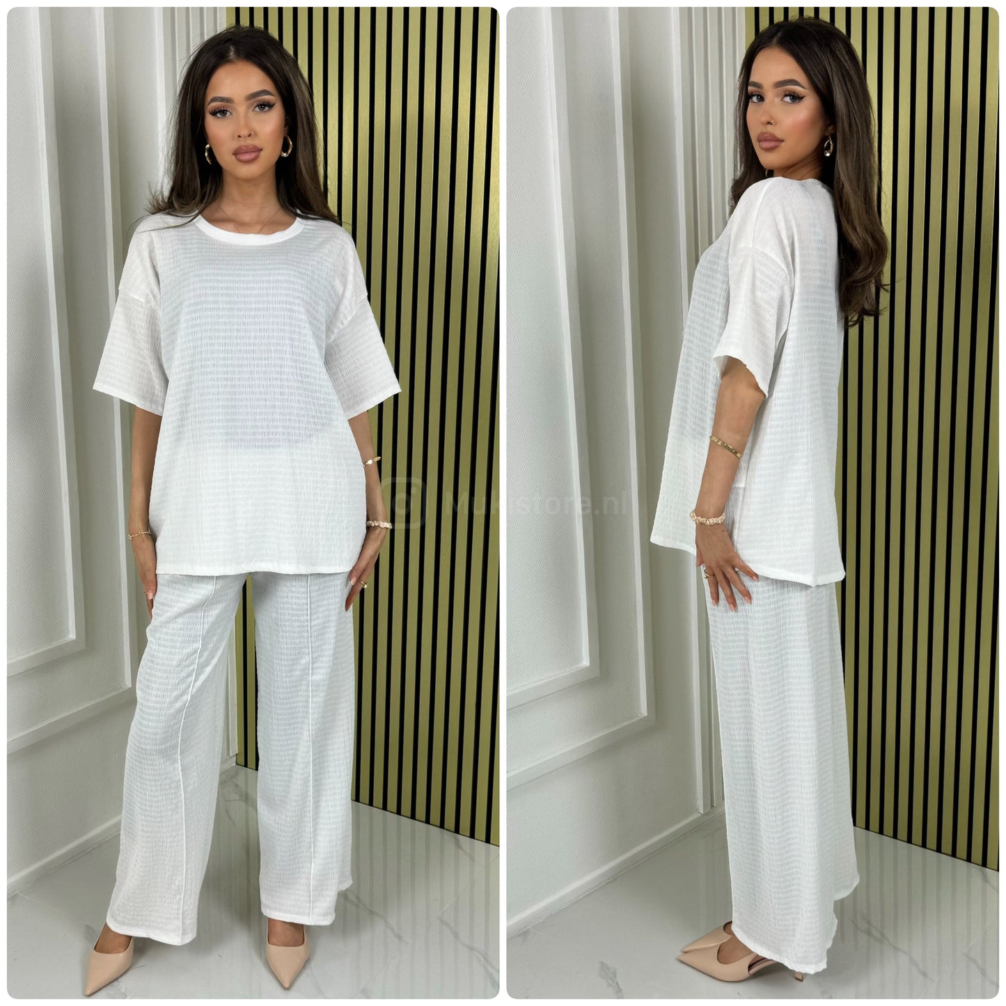 T-shirt Wide Leg Set Cheesecloth