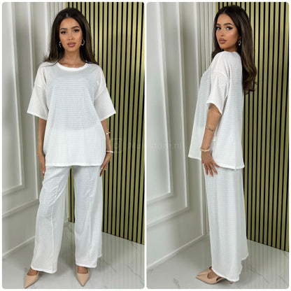 T-shirt Wide Leg Set Cheesecloth