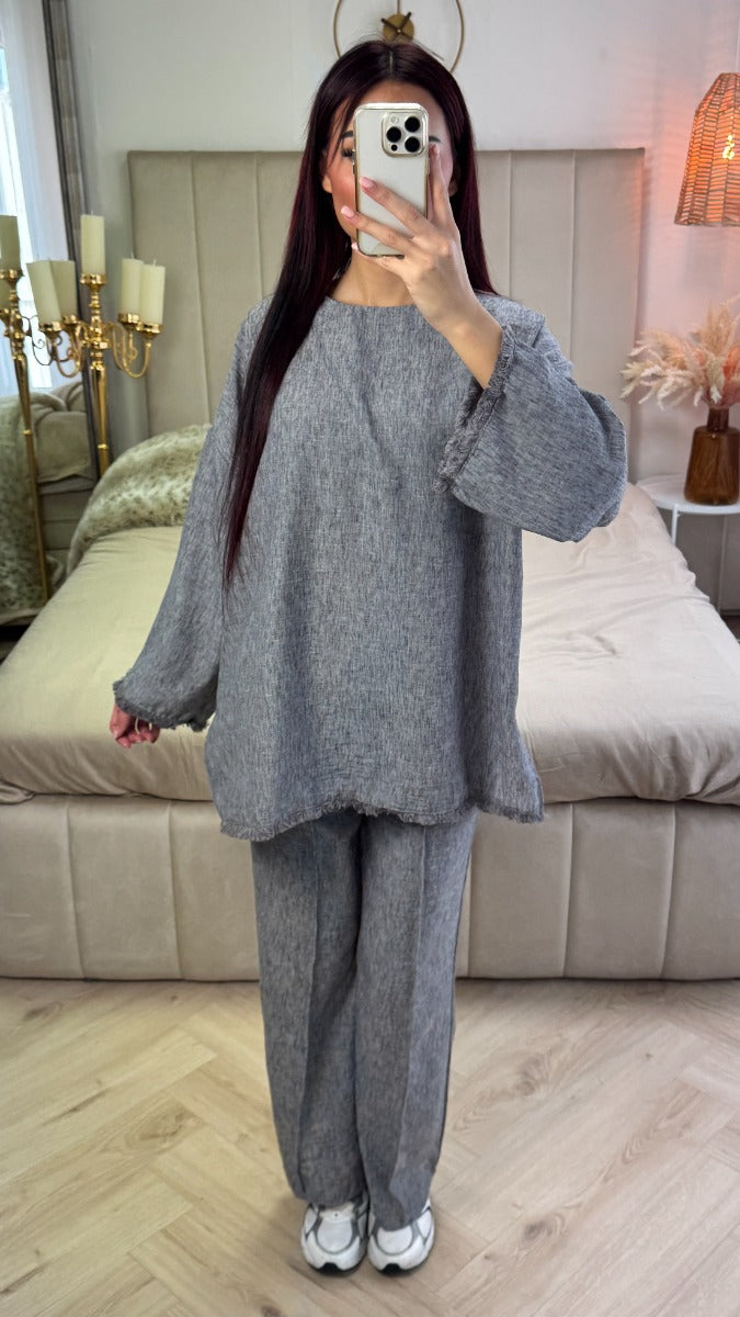 Tassel Oversized Set Mid Stripe Detail