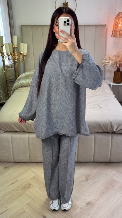 Tassel Oversized Set Mid Stripe Detail