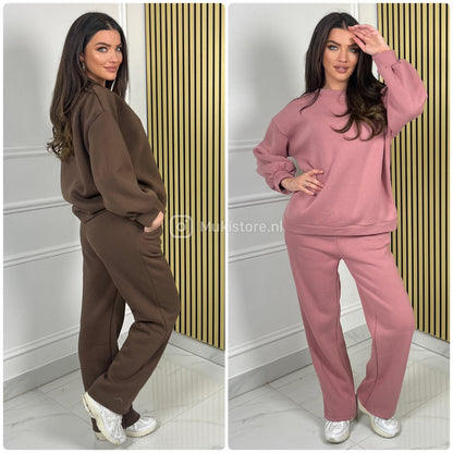 Thick Jogging Set Wide Legs