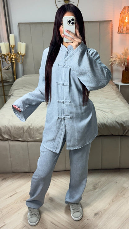 Tie Belt Cardigan Button + Pants