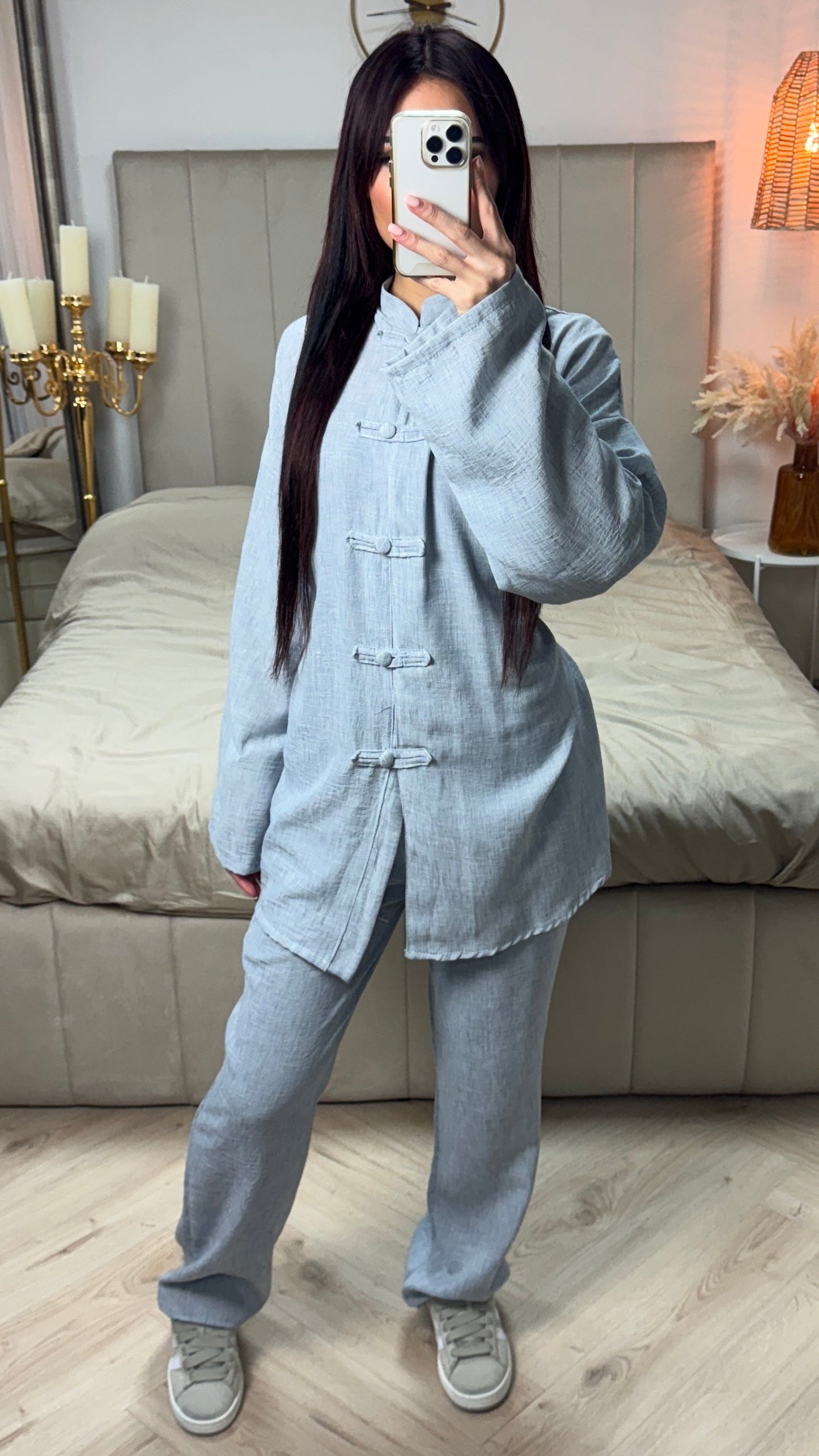 Tie Belt Cardigan Button + Pants