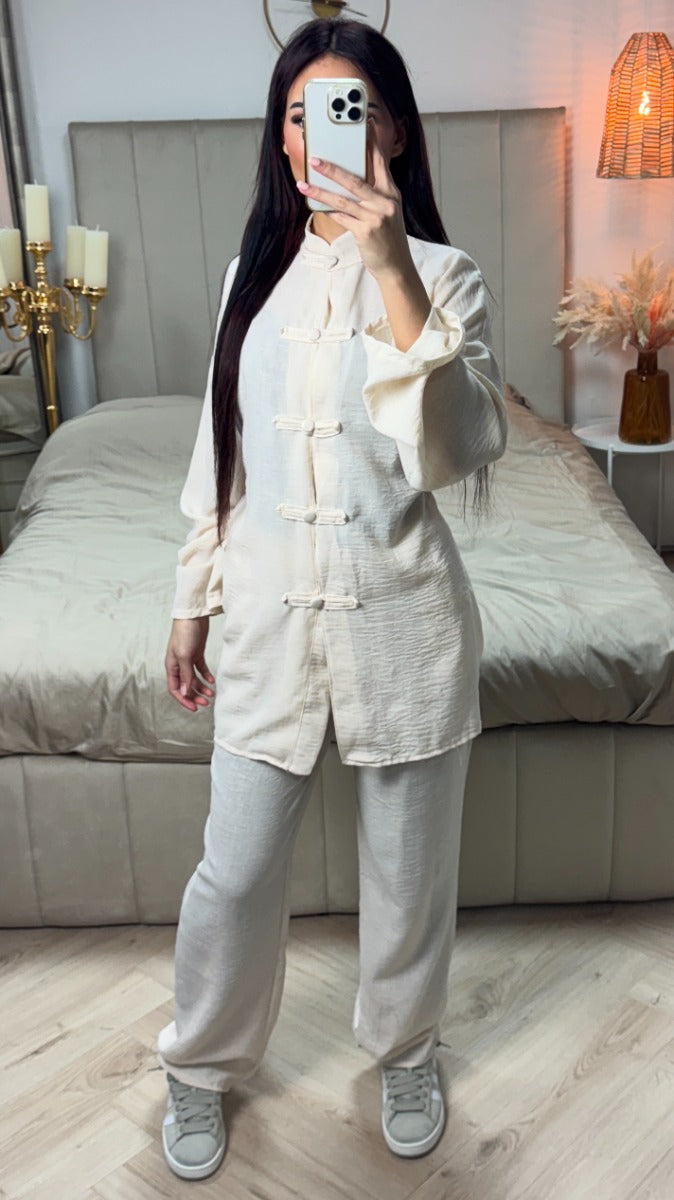 Tie Belt Cardigan Button + Pants