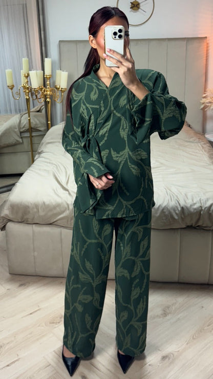 Tie Belt Flower Embroidery Wrap Set