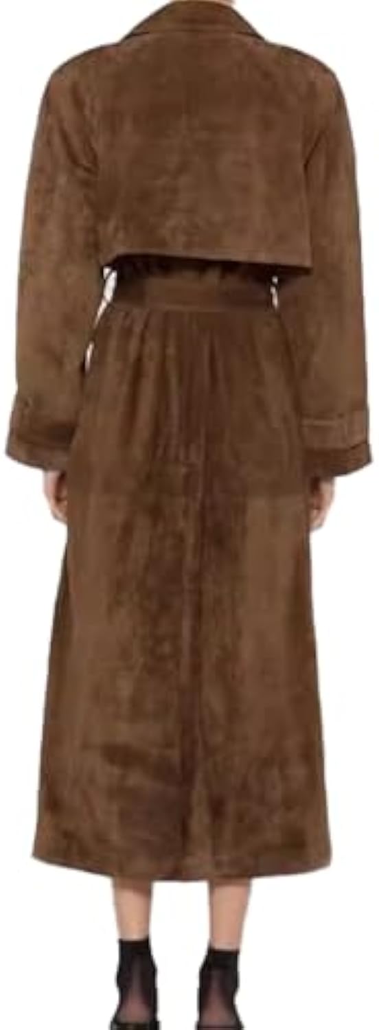 Brown suede trench coat