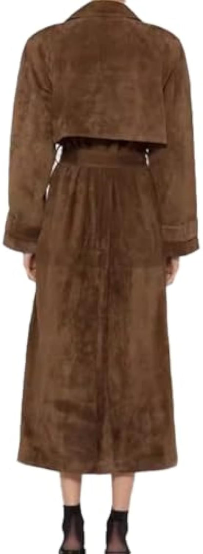 Brown suede trench coat