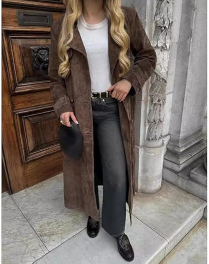 Brown suede trench coat