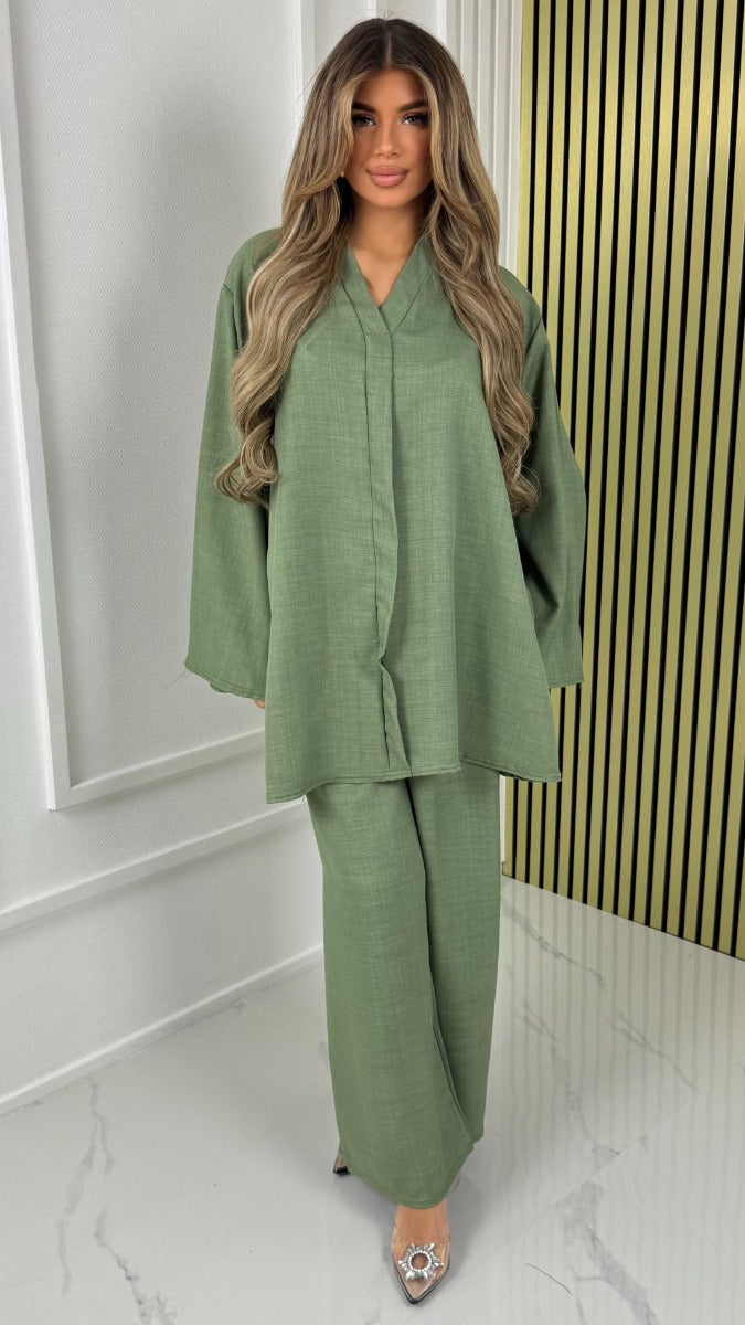 V Neck Essential Oversized Set