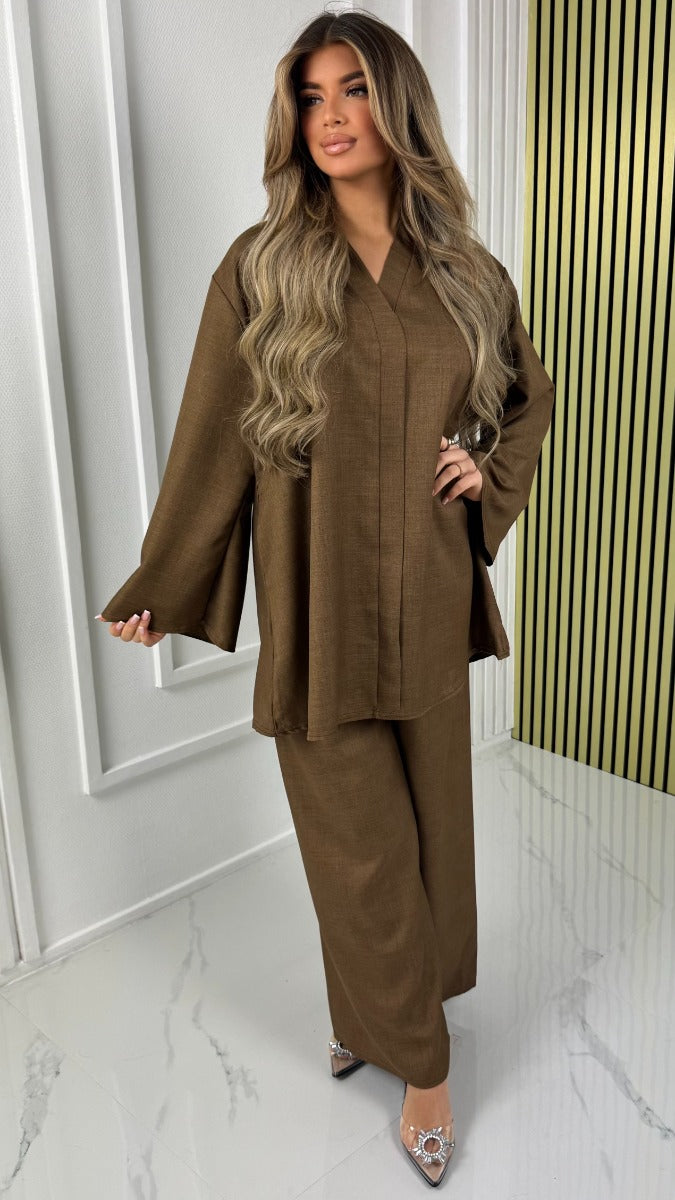 V Neck Essential Oversized Set