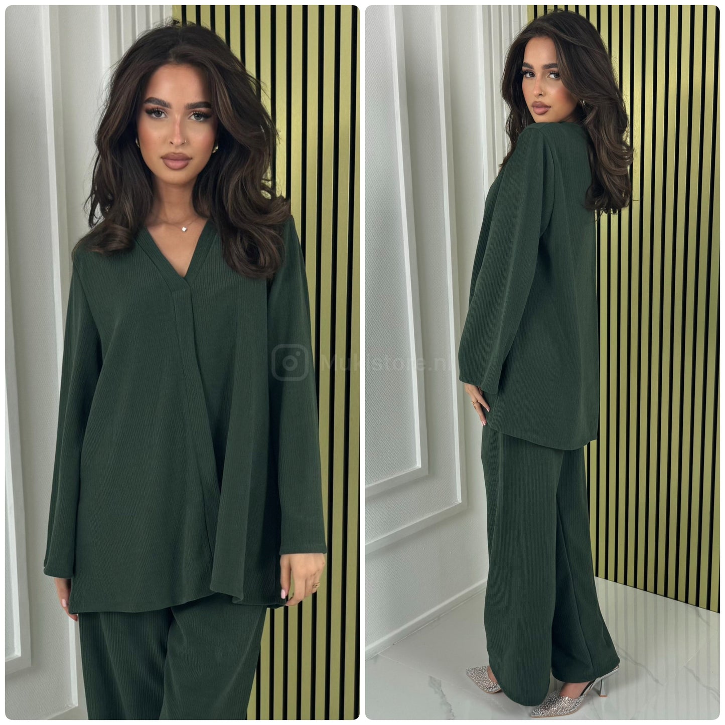 V Neck Oversized Thick Corduroy Set