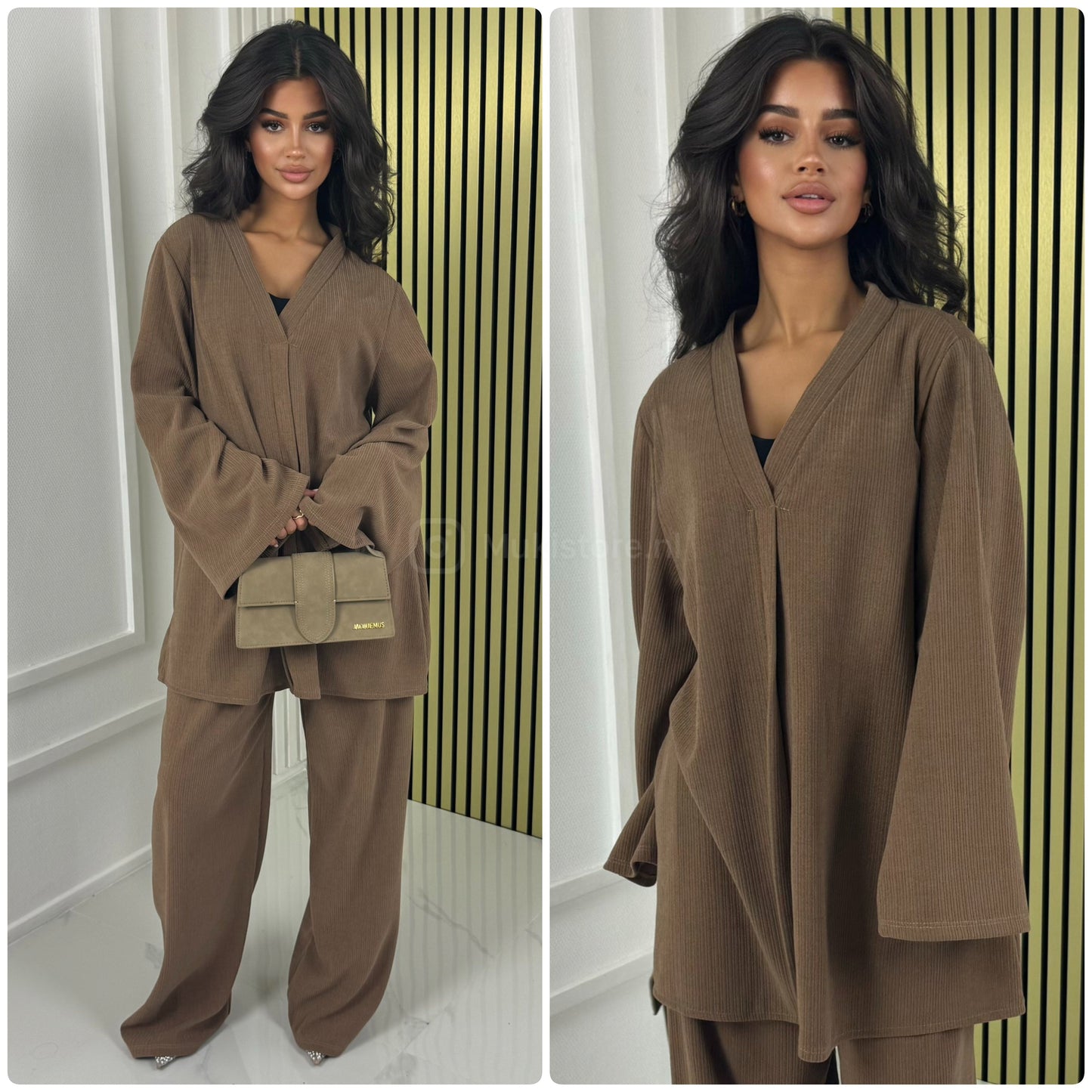 V Neck Oversized Thick Corduroy Set