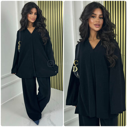 V Neck Oversized Thick Corduroy Set