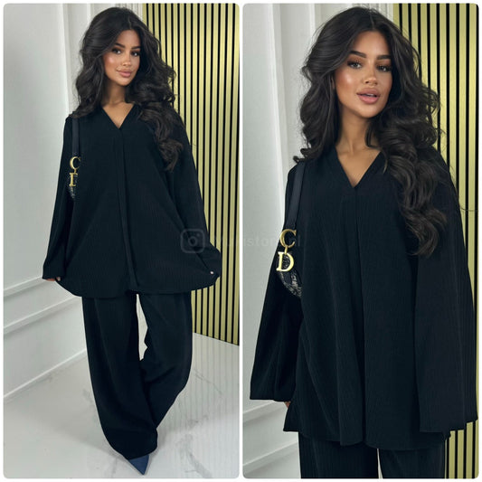 V Neck Oversized Thick Corduroy Set