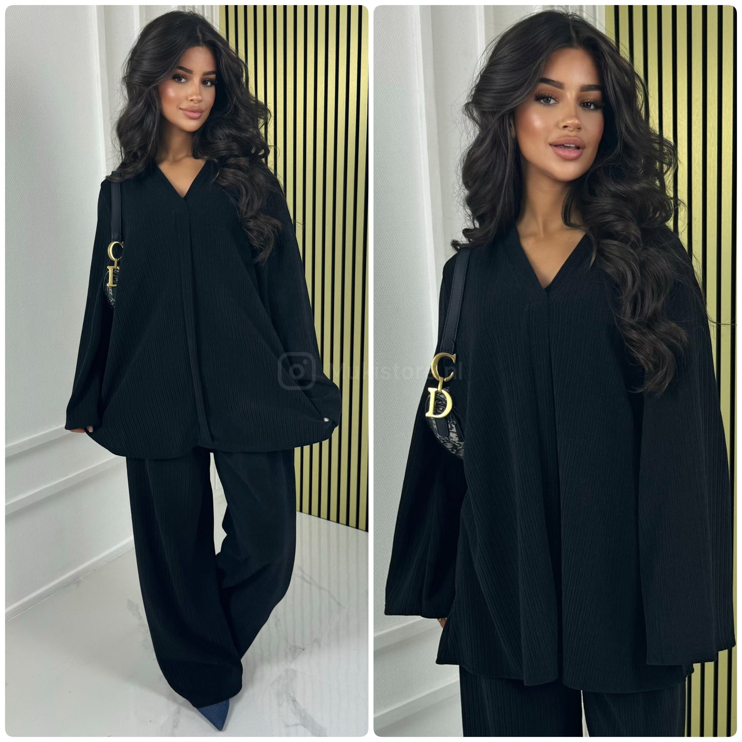 V Neck Oversized Thick Corduroy Set