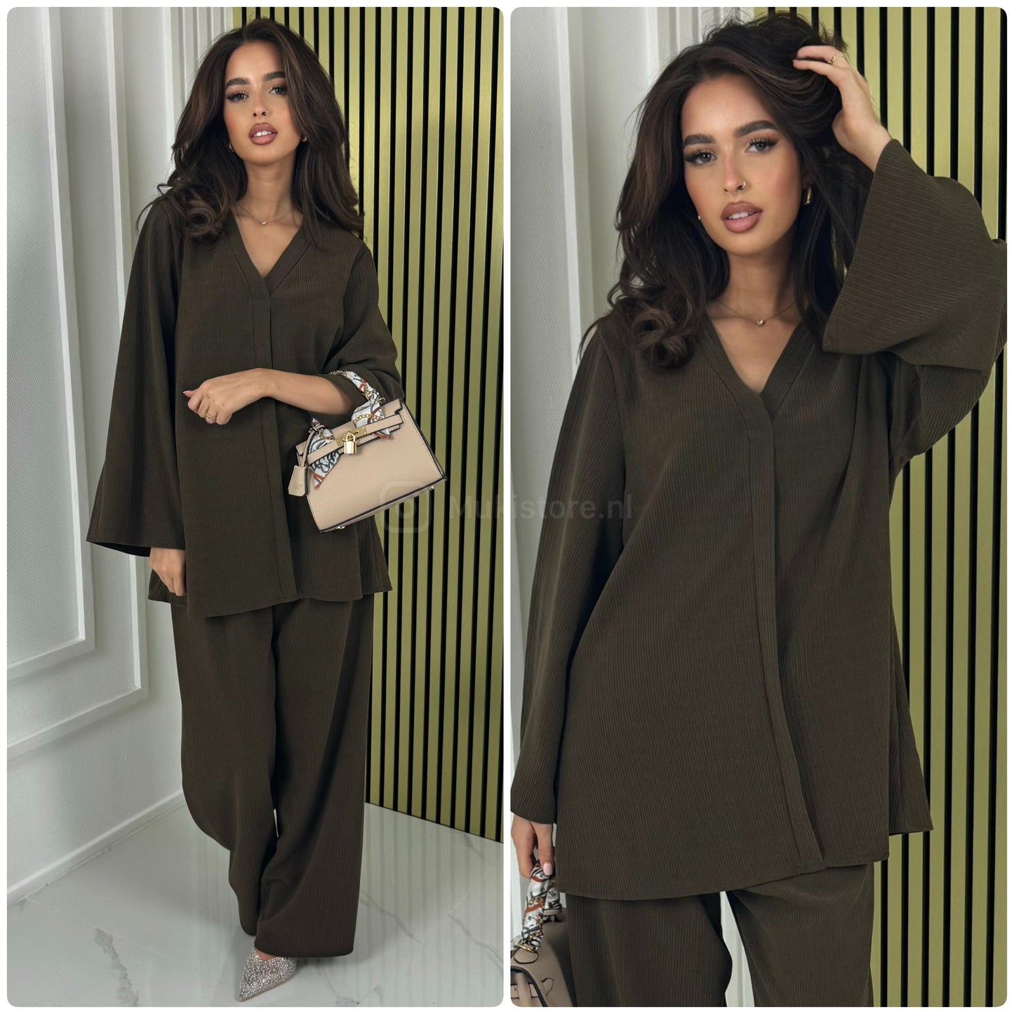 V Neck Oversized Thick Corduroy Set