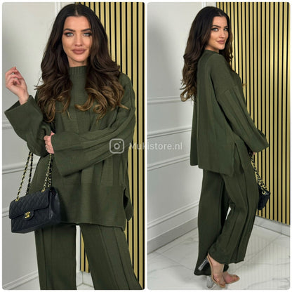 Wide Ribbed Premium Knitwear Wide Sleeve + Leg Set