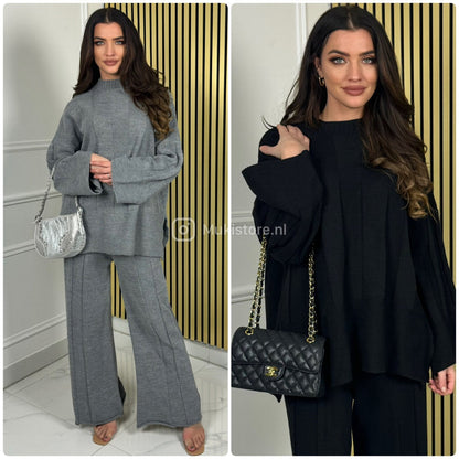 Wide Ribbed Premium Knitwear Wide Sleeve + Leg Set