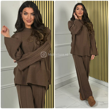 Wide Ribbed Premium Knitwear Wide Sleeve + Leg Set