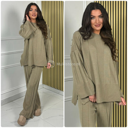 Wide Ribbed Premium Knitwear Wide Sleeve + Leg Set