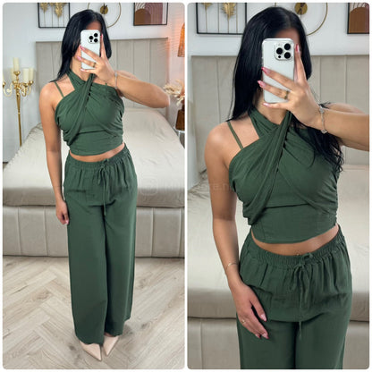 Wrapped Neck Crop Set