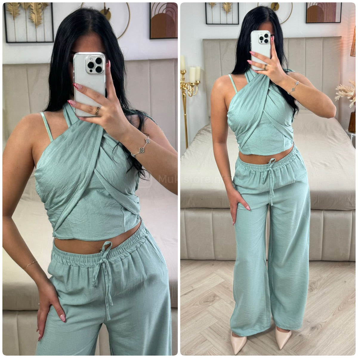 Wrapped Neck Crop Set