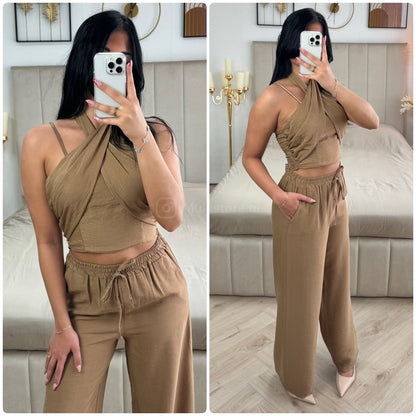 Wrapped Neck Crop Set