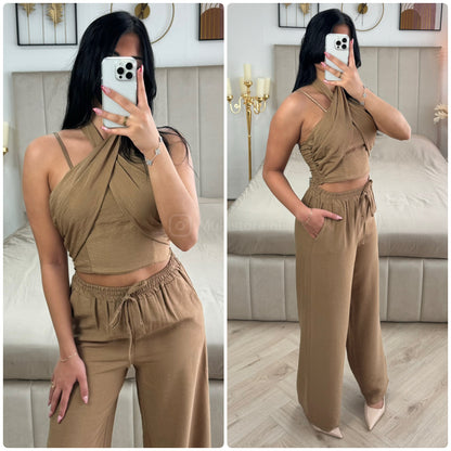 Wrapped Neck Crop Set